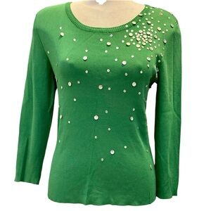 Vintage Rudy Rd. Abalone shell apple green sweater size medium